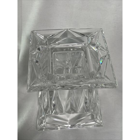 Party Lite~ Quad Prism Small Pedestal 5" Candle Holder 24% Lead Crystal - Picture 4 of 7